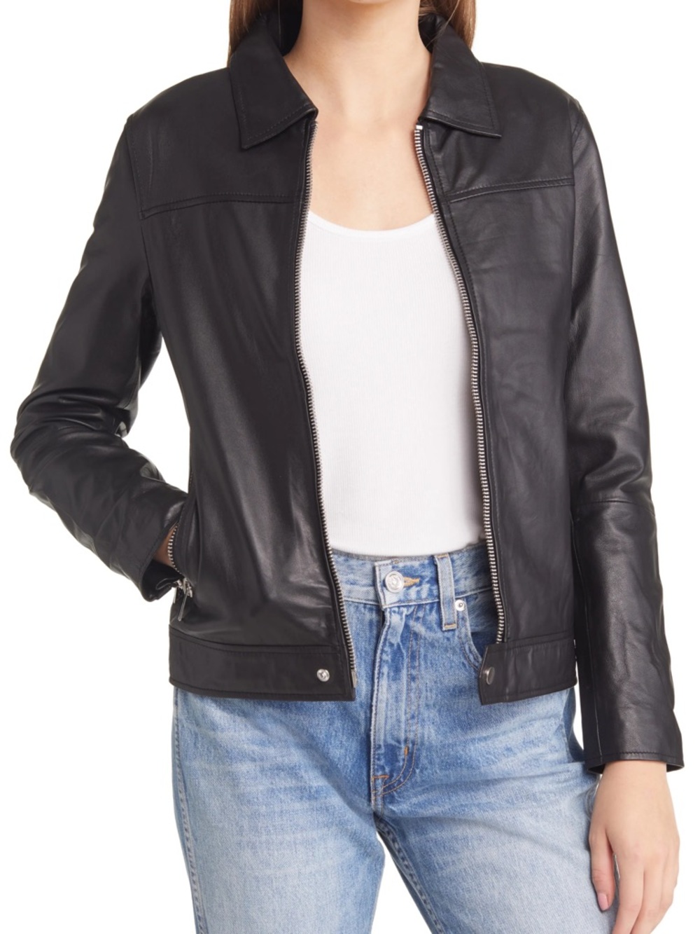 Deadwood || women's Sharpe black recycled leather jacket